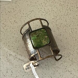 Silver and Green Decorative Cuff